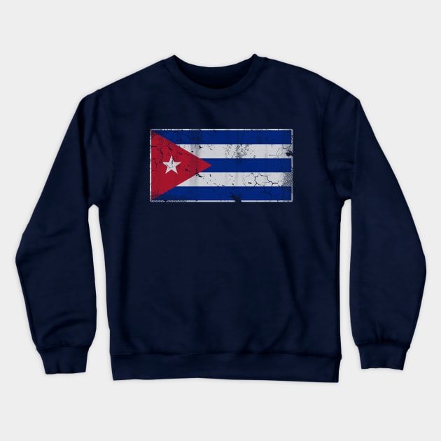 Vintage Flag Of Cuba Cuban Retro Cubano Crewneck Sweatshirt by E